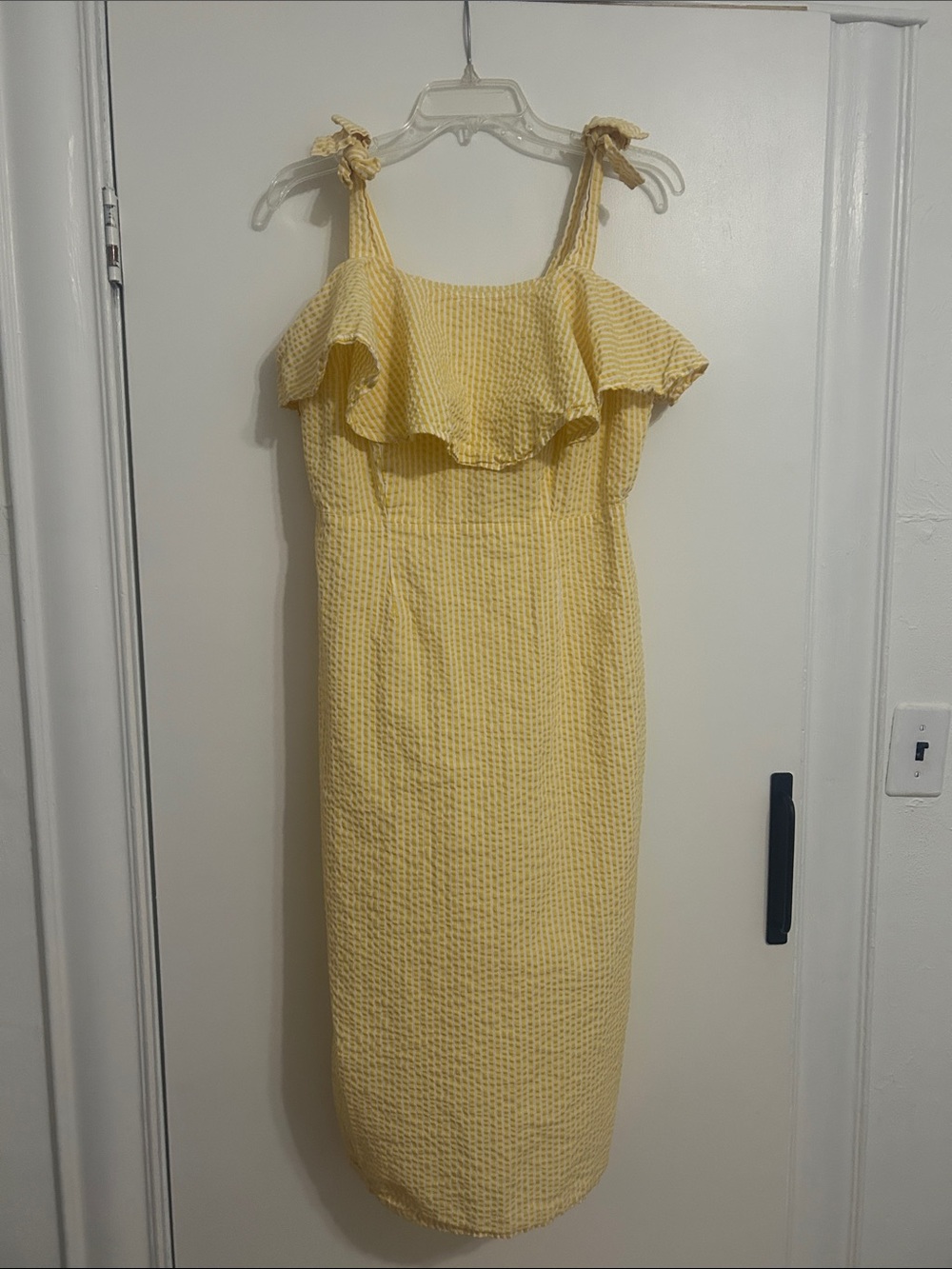a new day Yellow Midi Ruffled Sundress with Tie Straps